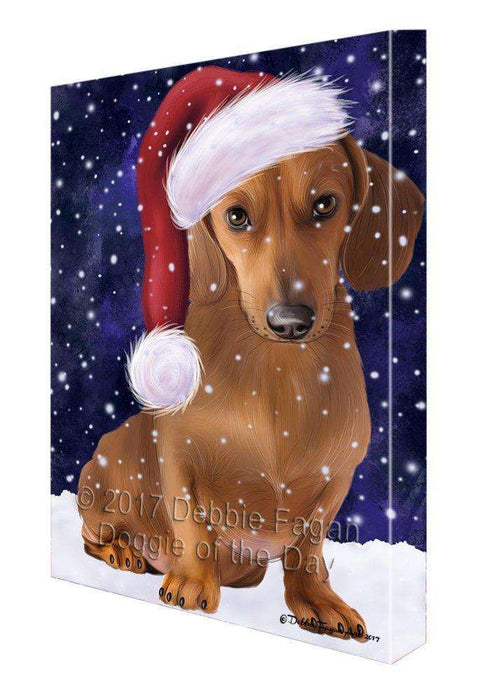 Let It Snow Christmas Happy Holidays Dachshund Print on Canvas Wall Art CVS261