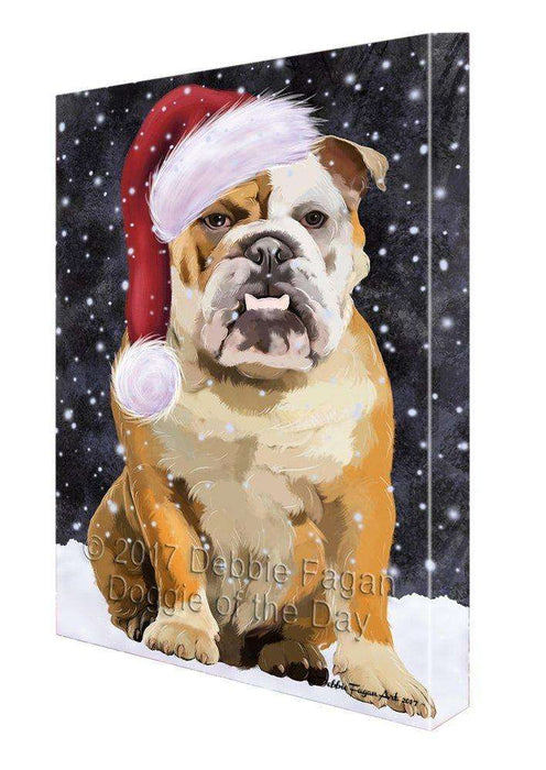 Let It Snow Christmas Happy Holidays English Bulldog Print on Canvas Wall Art CVS270