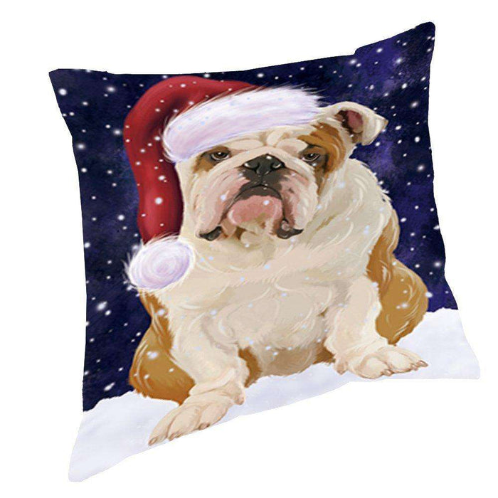 Let It Snow Christmas Happy Holidays English Bulldog Throw Pillow PIL968