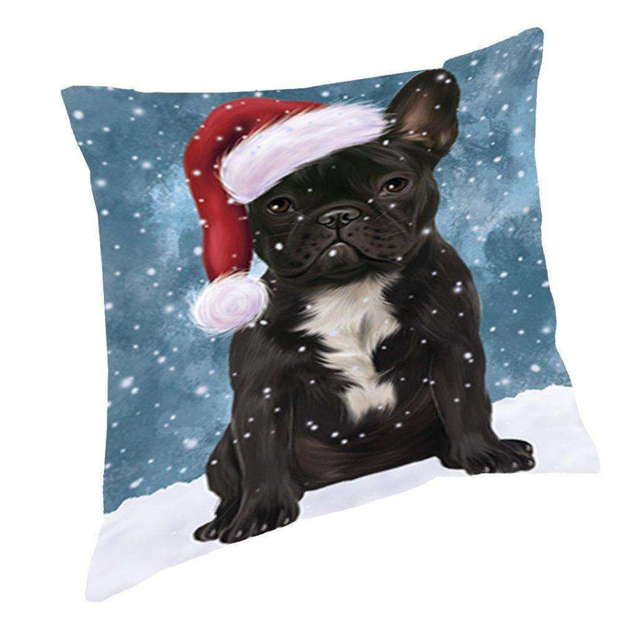 Let It Snow Christmas Happy Holidays French Bulldog Throw Pillow PIL976