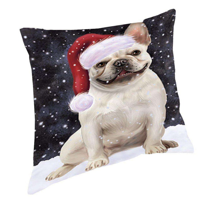 Let It Snow Christmas Happy Holidays French Bulldog Throw Pillow PIL980