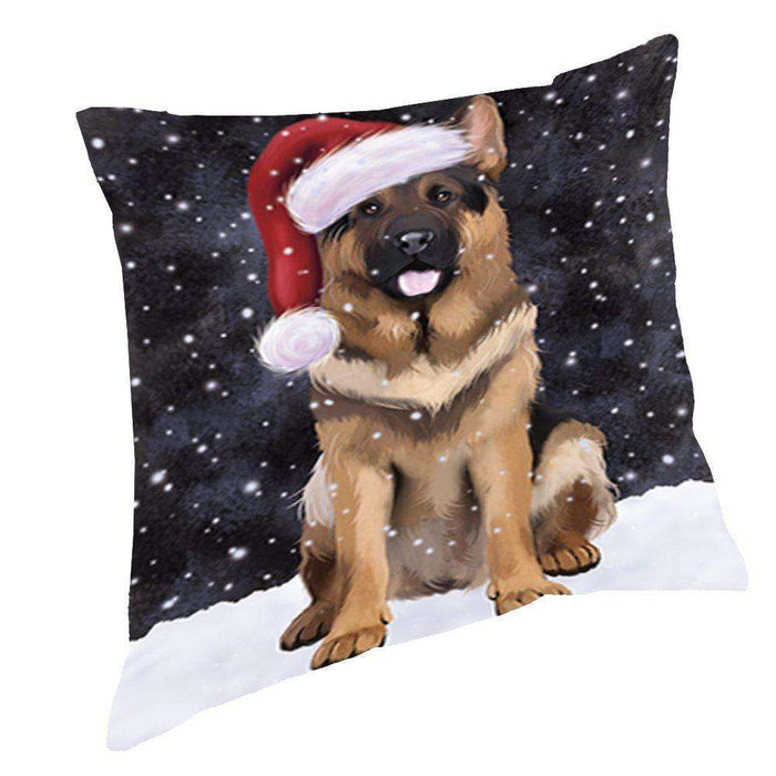 Let It Snow Christmas Happy Holidays German Shepherd Dog Throw Pillow PIL984