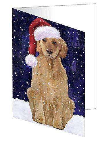 Let It Snow Christmas Happy Holidays Golden Retriever Dog Handmade Artwork Assorted Pets Greeting Cards and Note Cards with Envelopes for All Occasions and Holiday Seasons GCD1485