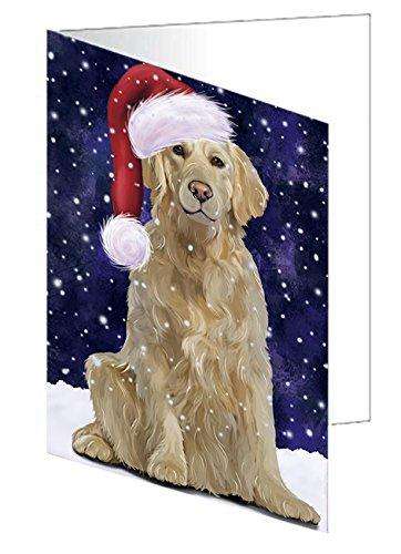 Let It Snow Christmas Happy Holidays Golden Retriever Dog Handmade Artwork Assorted Pets Greeting Cards and Note Cards with Envelopes for All Occasions and Holiday Seasons GCD775