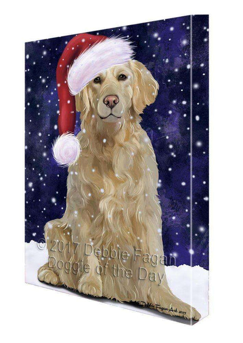 Let It Snow Christmas Happy Holidays Golden Retriever Dog Print on Canvas Wall Art CVS342
