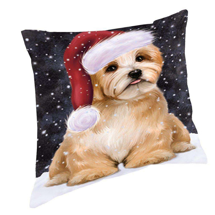 Let It Snow Christmas Happy Holidays Havanese Dog Throw Pillow PIL1088