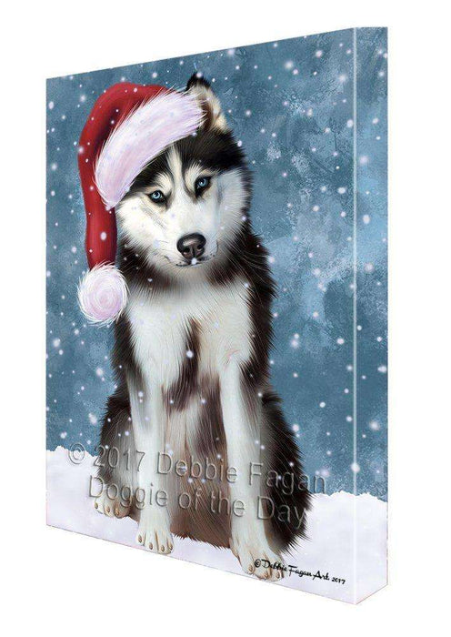 Let It Snow Christmas Happy Holidays Husky Dog Print on Canvas Wall Art CVS324