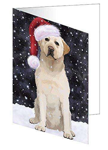 Let It Snow Christmas Happy Holidays Labrador Dog Handmade Artwork Assorted Pets Greeting Cards and Note Cards with Envelopes for All Occasions and Holiday Seasons GCD785