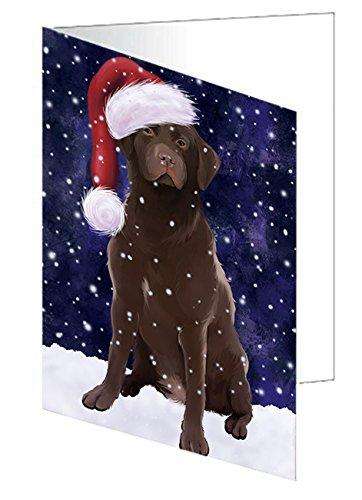 Let It Snow Christmas Happy Holidays Labrador Dog Handmade Artwork Assorted Pets Greeting Cards and Note Cards with Envelopes for All Occasions and Holiday Seasons GCD790