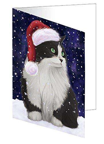 Let It Snow Christmas Happy Holidays Persian Cat Handmade Artwork Assorted Pets Greeting Cards and Note Cards with Envelopes for All Occasions and Holiday Seasons GCD1535