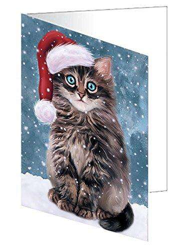 Let It Snow Christmas Happy Holidays Persian Cat Handmade Artwork Assorted Pets Greeting Cards and Note Cards with Envelopes for All Occasions and Holiday Seasons GCD795