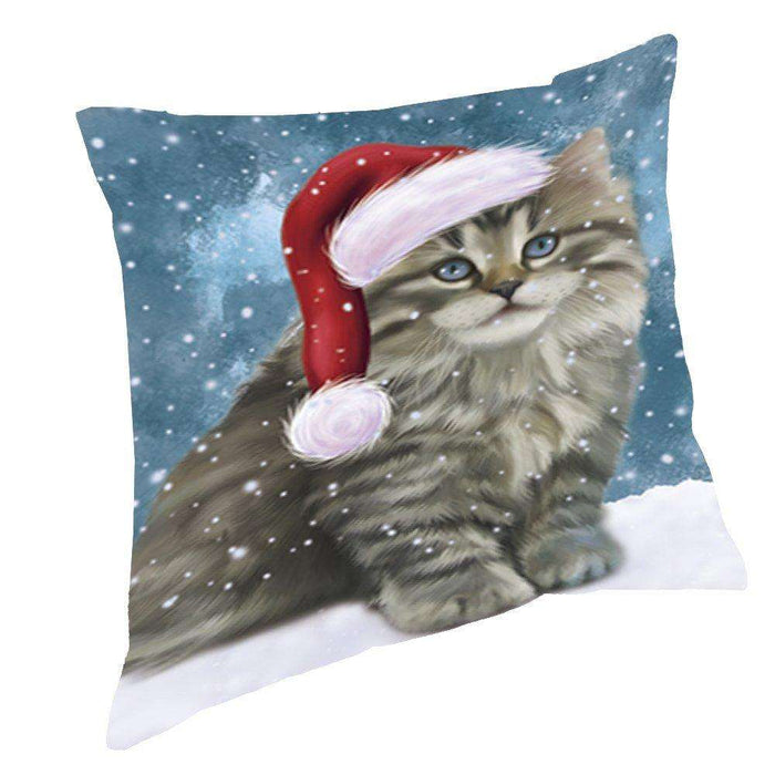 Let It Snow Christmas Happy Holidays Persian Cat Throw Pillow PIL1016
