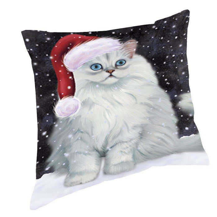 Let It Snow Christmas Happy Holidays Persian Cat Throw Pillow PIL1020