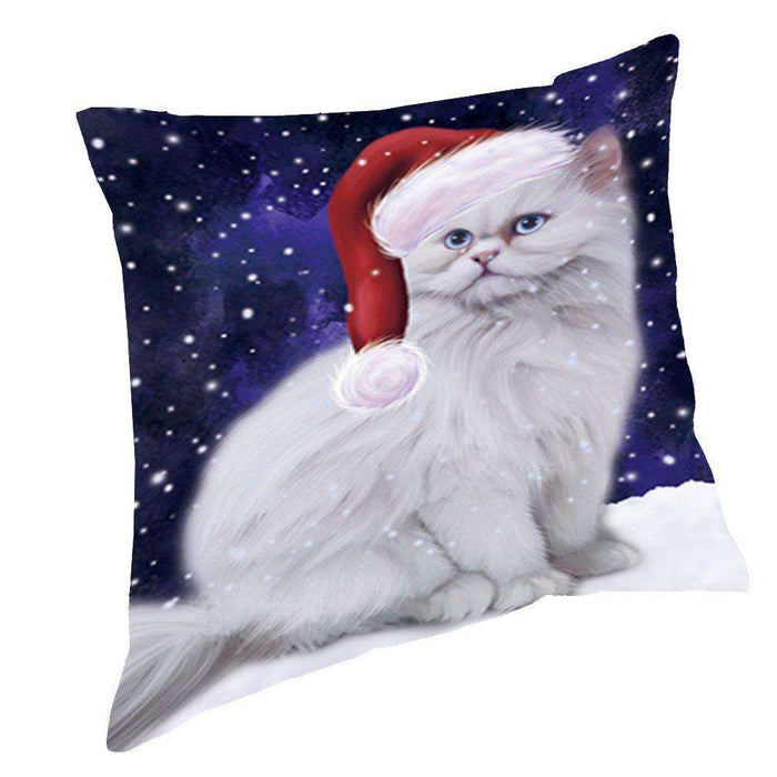 Let It Snow Christmas Happy Holidays Persian Cat Throw Pillow PIL1024