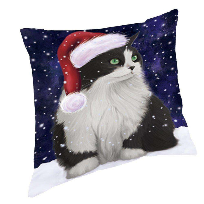 Let It Snow Christmas Happy Holidays Persian Cat Throw Pillow PIL1028
