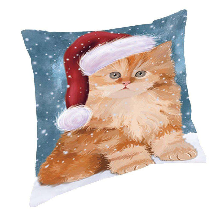 Let It Snow Christmas Happy Holidays Persian Kitten Throw Pillow PIL1080