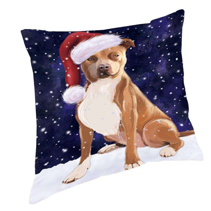 Let It Snow Christmas Happy Holidays Pit Bull Dog Throw Pillow PIL1032