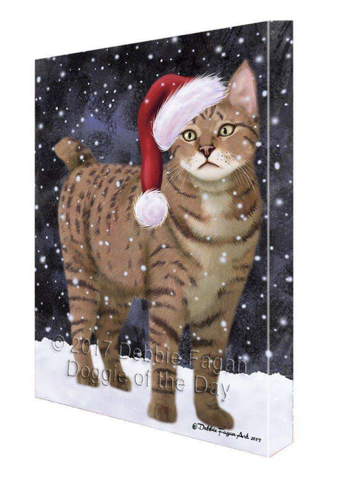 Let It Snow Christmas Happy Holidays Pixie Bob Cat Print on Canvas Wall Art CVS423