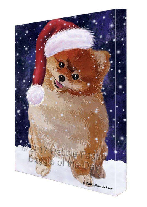 Let It Snow Christmas Happy Holidays Pomeranian Print on Canvas Wall Art CVS450