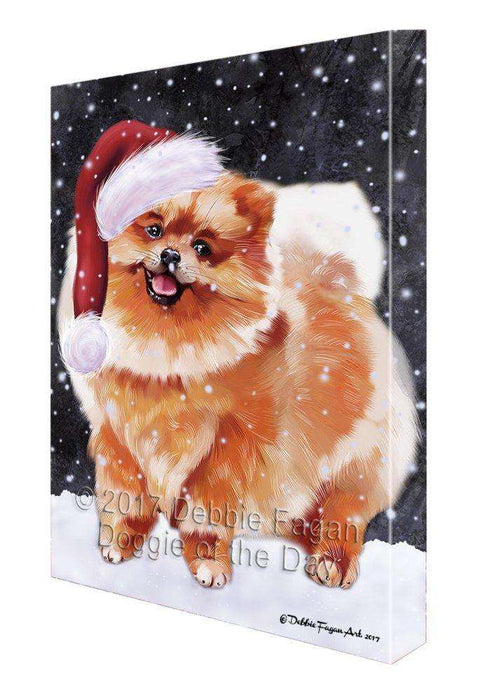 Let It Snow Christmas Happy Holidays Pomeranian Print on Canvas Wall Art CVS459