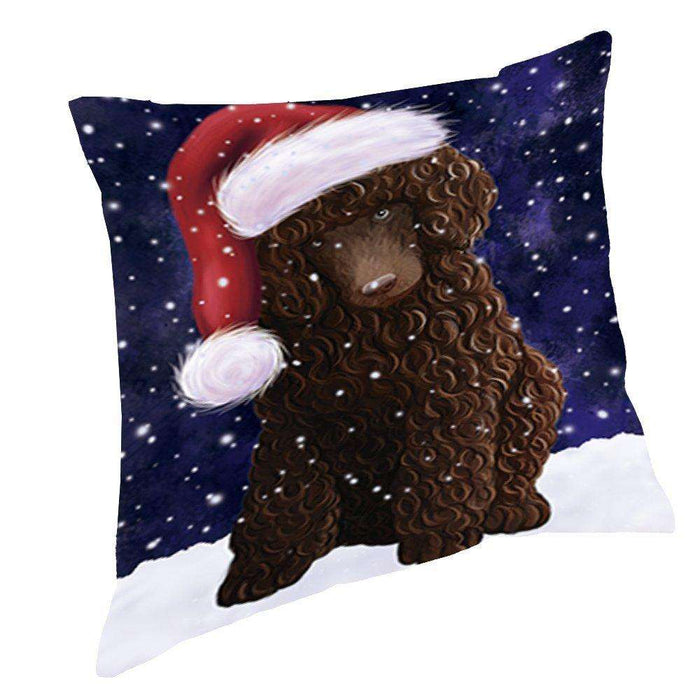 Let It Snow Christmas Happy Holidays Poodle Brown Dog Throw Pillow PIL1048