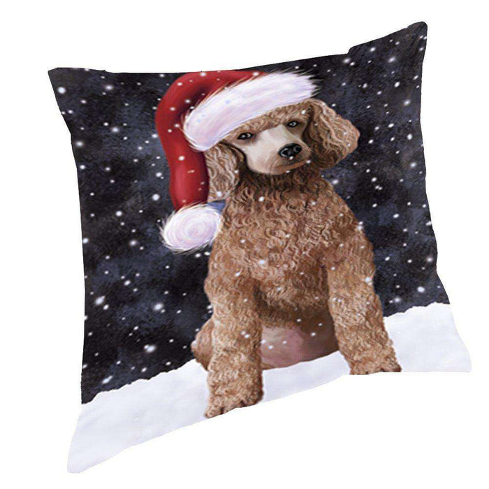 Let It Snow Christmas Happy Holidays Poodle Dog Throw Pillow PIL1040