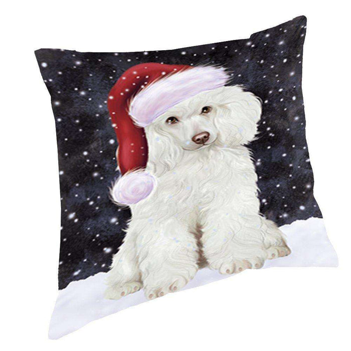 Let It Snow Christmas Happy Holidays Poodle Dog Throw Pillow PIL1052