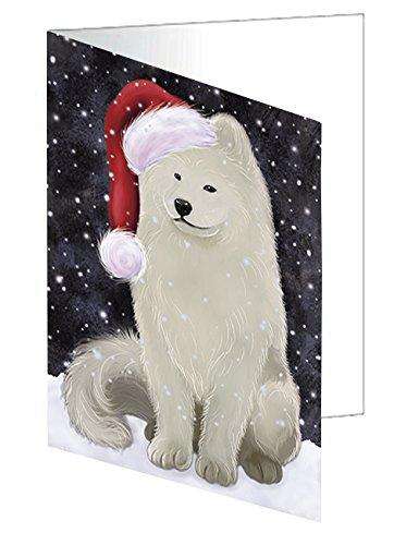 Let It Snow Christmas Happy Holidays Samoyed Dog Handmade Artwork Assorted Pets Greeting Cards and Note Cards with Envelopes for All Occasions and Holiday Seasons GCD1620