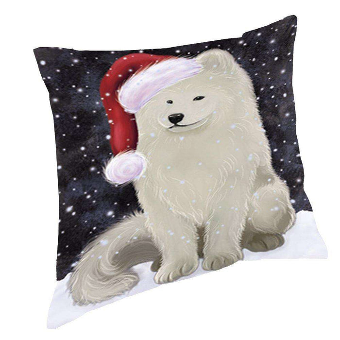 Let It Snow Christmas Happy Holidays Samoyed Dog Throw Pillow PIL1100