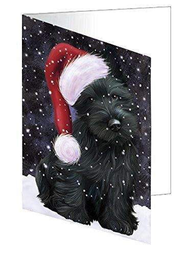 Let It Snow Christmas Happy Holidays Scottish Terrier Dog Handmade Artwork Assorted Pets Greeting Cards and Note Cards with Envelopes for All Occasions and Holiday Seasons GCD1150
