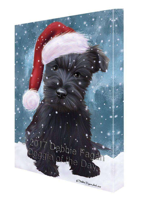 Let It Snow Christmas Happy Holidays Scottish Terrier Dog Print on Canvas Wall Art CVS981