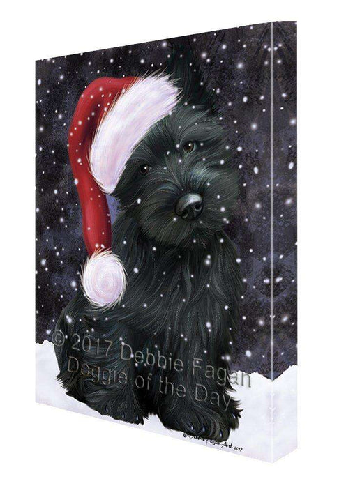 Let It Snow Christmas Happy Holidays Scottish Terrier Dog Print on Canvas Wall Art CVS990