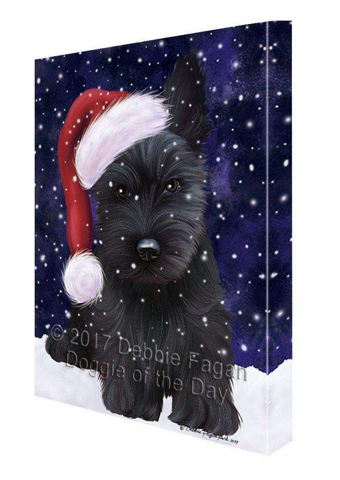 Let It Snow Christmas Happy Holidays Scottish Terrier Dog Print on Canvas Wall Art CVS999