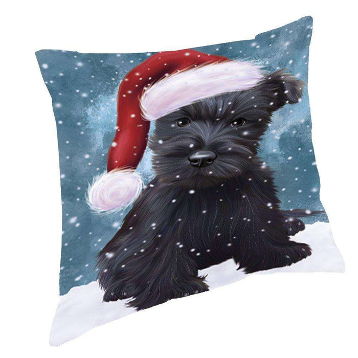 Let It Snow Christmas Happy Holidays Scottish Terrier Dog Throw Pillow PIL1104