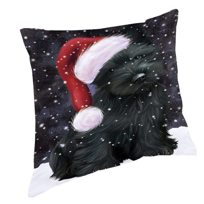 Let It Snow Christmas Happy Holidays Scottish Terrier Dog Throw Pillow PIL1108