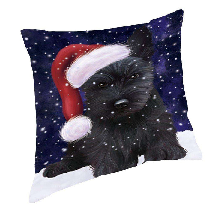 Let It Snow Christmas Happy Holidays Scottish Terrier Dog Throw Pillow PIL1112