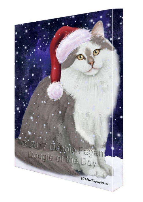 Let It Snow Christmas Happy Holidays Siberian Cat Print on Canvas Wall Art CVS495