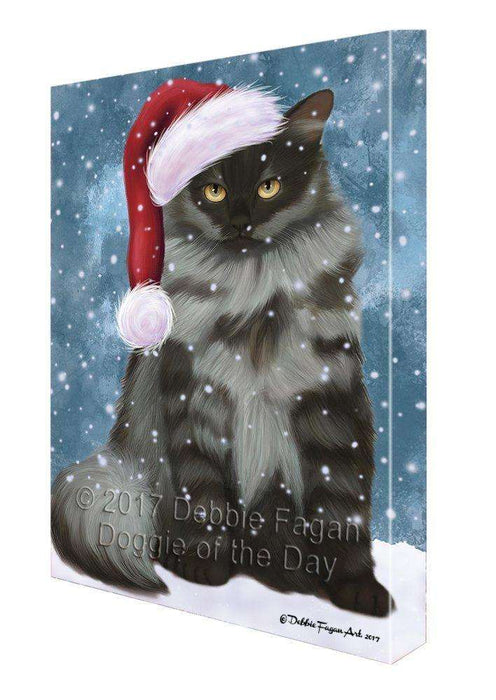 Let It Snow Christmas Happy Holidays Siberian Cat Print on Canvas Wall Art CVS504