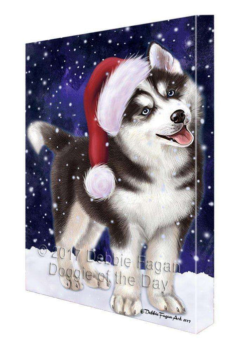 Let It Snow Christmas Happy Holidays Siberian Husky Dog Print on Canvas Wall Art CVS513