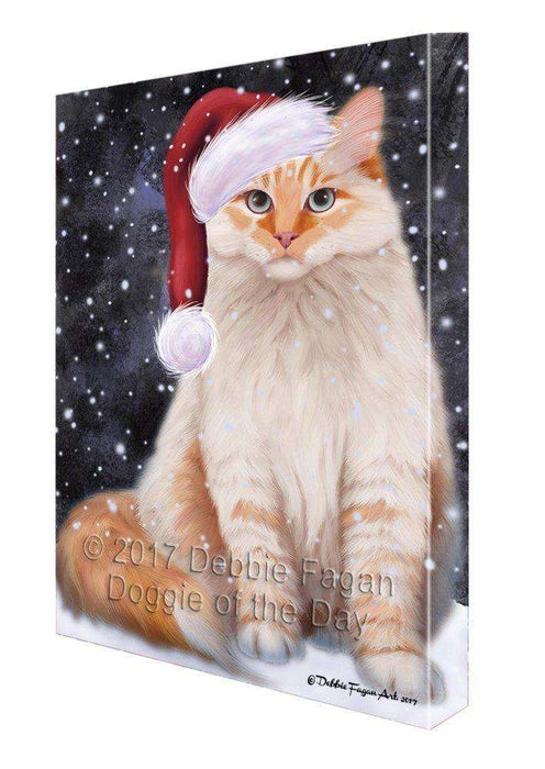 Let It Snow Christmas Happy Holidays Siberian Red Cat Print on Canvas Wall Art CVS477