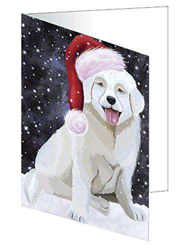 Let It Snow Christmas Happy Holidays Slovensky Cuvac Dog Handmade Artwork Assorted Pets Greeting Cards and Note Cards with Envelopes for All Occasions and Holiday Seasons GCD885