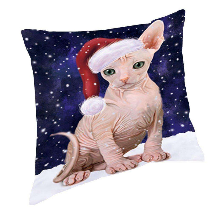 Let It Snow Christmas Happy Holidays Sphynx Cat Throw Pillow PIL1116