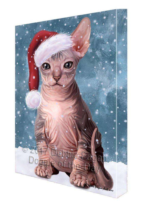 Let It Snow Christmas Happy Holidays Sphynx Print on Canvas Wall Art CVS531