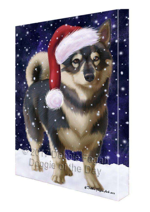 Let It Snow Christmas Happy Holidays Swedish Vallhund Dog Print on Canvas Wall Art CVS549