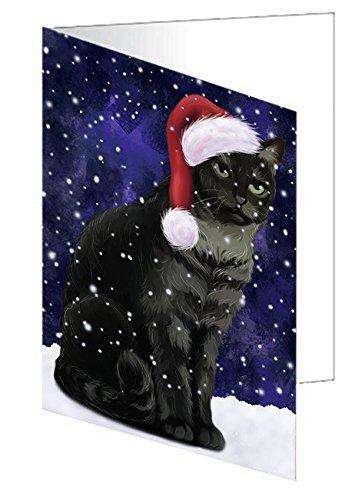 Let It Snow Christmas Happy Holidays Tabby Cat Handmade Artwork Assorted Pets Greeting Cards and Note Cards with Envelopes for All Occasions and Holiday Seasons GCD910