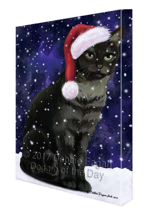 Let It Snow Christmas Happy Holidays Tabby Cat Print on Canvas Wall Art CVS558