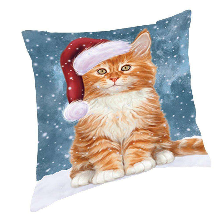 Let It Snow Christmas Happy Holidays Tabby Cat Throw Pillow PIL1120