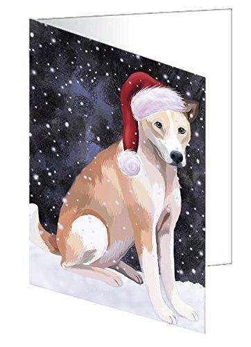 Let It Snow Christmas Happy Holidays Telomian Dog Handmade Artwork Assorted Pets Greeting Cards and Note Cards with Envelopes for All Occasions and Holiday Seasons GCD925