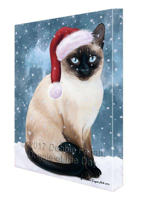 Let It Snow Christmas Happy Holidays Thai Siamese Cat Print on Canvas Wall Art CVS594