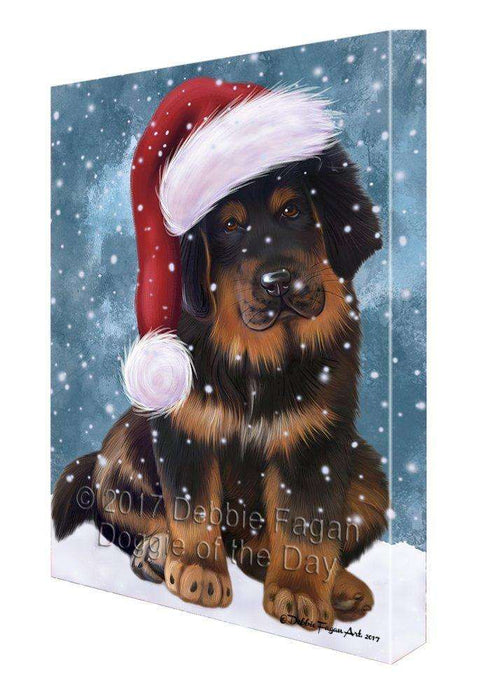 Let It Snow Christmas Happy Holidays Tibetan Mastiff Puppy Print on Canvas Wall Art CVS603